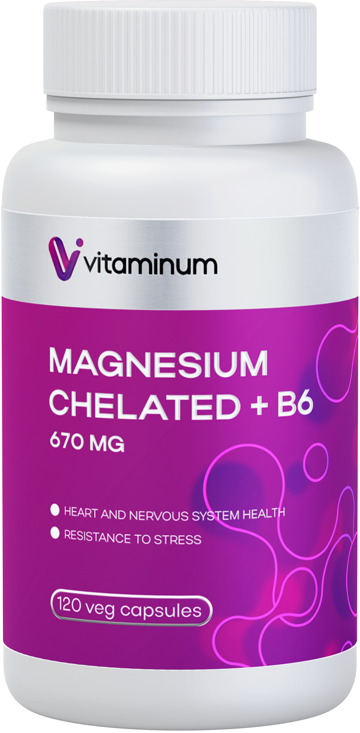  Vitaminum МАГНИЙ ХЕЛАТ + витамин В6 (670 MG) 120 капсул 800 мг  в Костроме